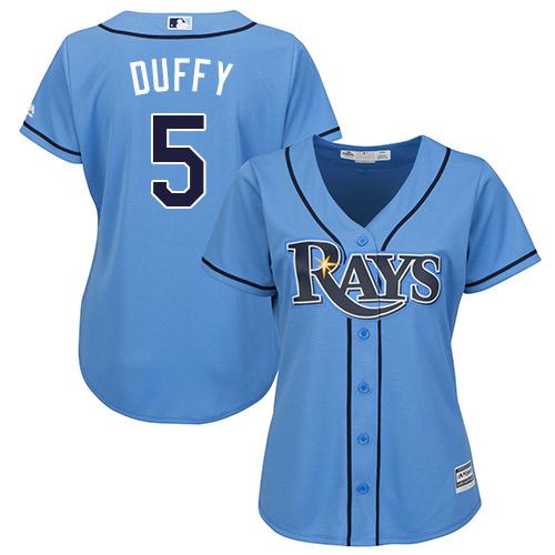 Rays #5 Matt Duffy Light Blue Alternate Women's Stitched MLB Jersey